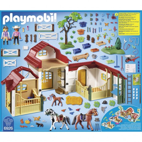 PLAYMOBIL 3er Set: 6926 Grosser Reiterhof + 70995 Reitunterricht mit Pferdeboxen + 70651 Schlusselanhanger Reiterin Набор из 3 предметов: 6926 Большая школа верховой езды + 70995 Уроки верховой езды с ящиками для лошадей + 70651 Брелок для ключей «Всадниц
