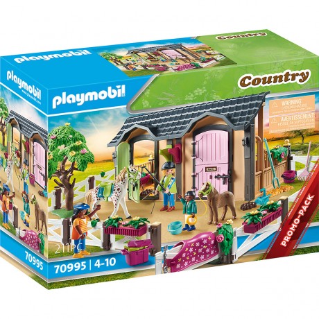 PLAYMOBIL 3er Set: 6926 Grosser Reiterhof + 70995 Reitunterricht mit Pferdeboxen + 70651 Schlusselanhanger Reiterin Набор из 3 предметов: 6926 Большая школа верховой езды + 70995 Уроки верховой езды с ящиками для лошадей + 70651 Брелок для ключей «Всадниц