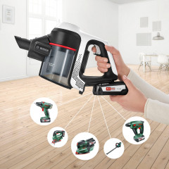 BOSCH BOSCH Akku-Stielstaubsauger Unlimited Serie 6, weiss, BCS611AM, beutellos, 18V Power for ALL Akku, inkl. Mobelpinsel und Polsterduse  Беспроводной пылесос BOSCH Unlimited Series 6, белый, BCS611AM, без мешка, аккумулятор 18 В Power for ALL, включая 