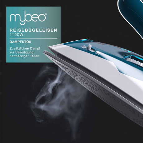MyBeo MyBeo Reisebugeleisen, faltbares Bugeleisen 1100 W, mit Dampf,  Edelstahl Gleitsohle  Дорожный утюг MyBeo, складной утюг, 1100 Вт, с паром, скользящая подошва из нержавеющей стали