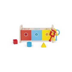 Janod Essentiel Der Schlusselkasten 2-in-1 Lernspiel aus Holz Babys und Kleinkinder Erlernen von Formen und Farben und Feinmotorik Farbe auf Wasserbasis Ab 18 Monaten Essentiel Шкатулка для ключей Деревянная развивающая игра 2-в-1 Младенцы и дети младшего