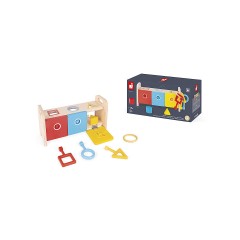 Janod Essentiel Der Schlusselkasten 2-in-1 Lernspiel aus Holz Babys und Kleinkinder Erlernen von Formen und Farben und Feinmotorik Farbe auf Wasserbasis Ab 18 Monaten Essentiel Шкатулка для ключей Деревянная развивающая игра 2-в-1 Младенцы и дети младшего