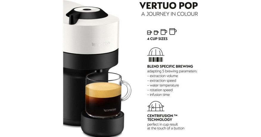 Krups Krups Nespresso Vertuo Pop Coconut White XN9201, Kapselmaschine schwarz/weiss schwarz, weiss Krups Nespresso Vertuo Pop Coconut White XN9201, капсульная машина черный/белый