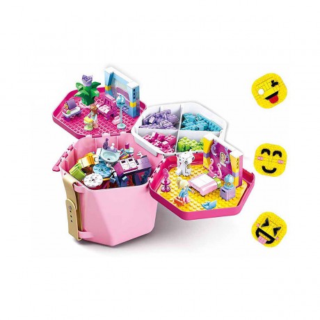 Sluban Spiel-  Transporteimer Pink (inkl. 348 Teile) Игровое транспортное ведро розовое (348 деталей вкл.)