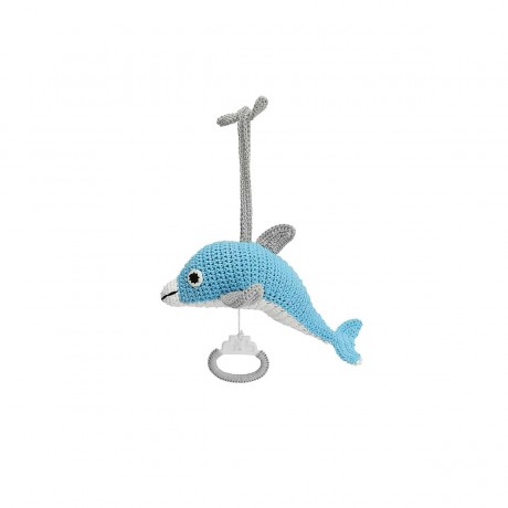 SindiBaba® Baby-Spieluhr Delfin DOLPHY gehakelt Детская музыкальная шкатулка дельфин ДОЛЬФИ крючком