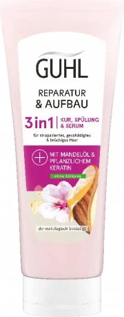 Guhl Reparatur & Aufbau 3in1 Kur, Spuelung & Serum, 200 ml, Guhl средство 3 в 1 — маска, бальзам и сыворотка для повреждённых волос с миндальным и кокосовым маслом, 200 мл