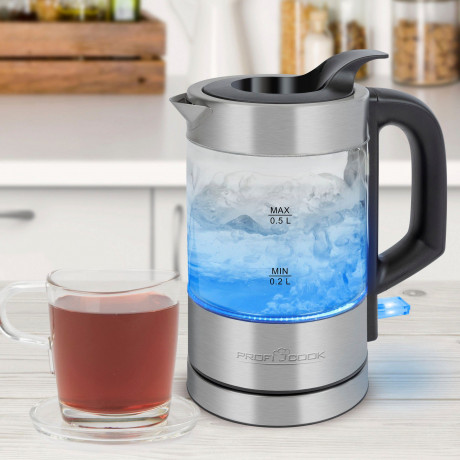 ProfiCook ProfiCook Wasserkocher PC-WKS 1228 G inox, Glas, 360°, 0,5 l, 1100 W  Чайник ProfiCook PC-WKS 1228 G inox, стекло, 360°, 0,5 л, 1100 Вт