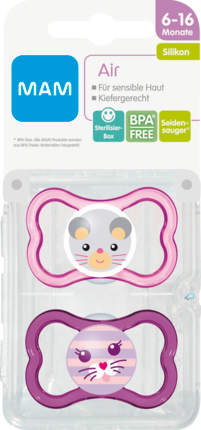 MAM Соска MAM Air Силикон	 6-16 Месяц	ы для Mädchen inklusive sterilisier-Transportbox, 2 шт