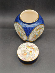 Банка для чая винтажная Carlton Ware England &quot;Фрукты и птица&quot;, в ярких тонах, керамика, 13 х 8 см, Англия, 1960-70гг.