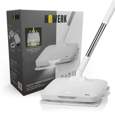 N8WERK N8WERK Akku-Wischmopp Akku-Vibrationsmopp Bodenwischer Moonlight White Edition 30W weiss  Беспроводная швабра N8WERK беспроводная вибрационная швабра швабра для пола Moonlight White Edition 30W белый