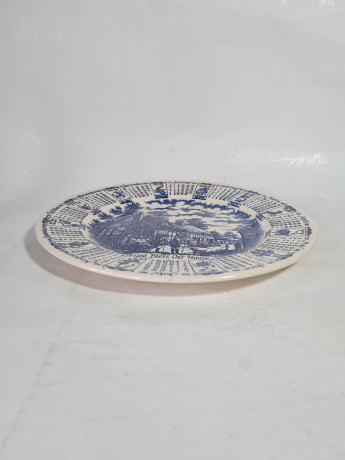Тарелки винтажные English Ironstone, бело-голубая керамика, 4 шт x 24,5 x 2 см, Англия, 1986г.