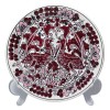 DAKAS CERAMIC, Коллекционная керамическая тарелка &quot;Павлины&quot; в бордовом декоре, 18см, Родос Греция 1970г.