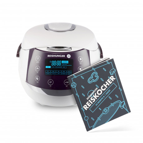 Reishunger Reishunger Reiskocher Digitaler Reiskocher  Dampfgarer, 860 W, Timer- und Warmhaltefunktion, 7-Kochphasen-Technologie, LED-Display Grau mit Kochbuch Рисоварка Reishunger цифровая рисоварка-пароварка, 860 Вт, таймер и функция поддержания тепла,