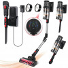 7Magic 7Magic Akku-Hand-und Stielstaubsauger, 450 W, 30000 Pa Starke Saugleistung, Laufzeit max. 60min, Faltbarer Staubsauger, 6-stufiges HEPA Filtrierung, LED Anti-Tangle Elektroburste, Abnehmbarer Akku, Wandhalterung, fur Tierhaare/Fussboden/Teppiche, 0