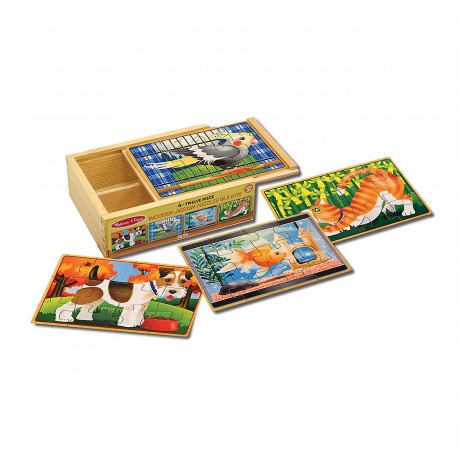 Melissa  Doug 4 Holzpuzzle im Kastchen 4 деревянных пазла в коробке