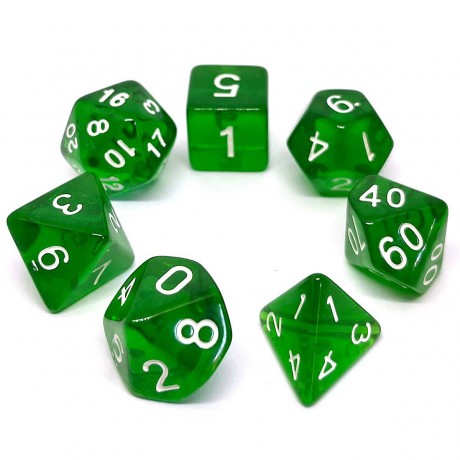 dice4friends 7-teiliges RPG Wurfelset Transparent: Dark Green Набор игральных костей RPG из 7 предметов Прозрачный: Темно-зеленый