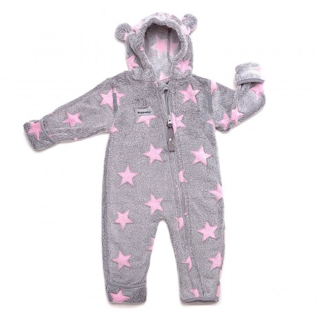 Hoppediz Overall aus Fleece Babyeinteiler grau-rose Комбинезон из флиса детский цельнокроеный серо-розовый