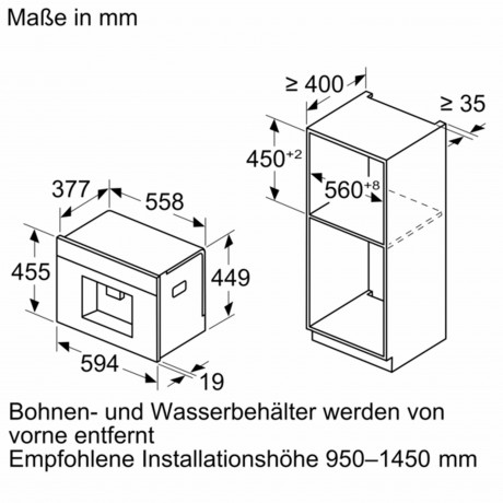 BOSCH BOSCH Einbau-Kaffeevollautomat Kaffeemaschine Bosch CTL7181B0  Встраиваемая полностью автоматическая кофемашина BOSCH Bosch CTL7181B0