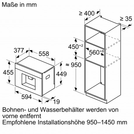 BOSCH BOSCH Einbau-Kaffeevollautomat Kaffeemaschine Bosch CTL7181B0  Встраиваемая полностью автоматическая кофемашина BOSCH Bosch CTL7181B0