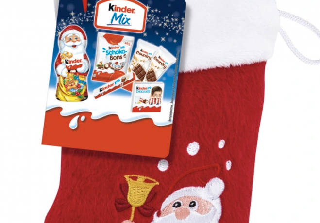kinder Mix Stiefel Киндер шоколад 6 штук в сапожке, 219 грамм, красный