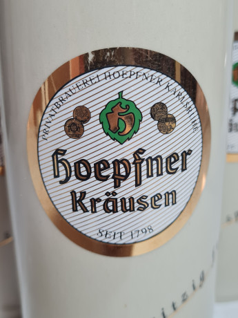Немецкая пивная кружка винтажная Hoepfner Krausen 1798 с золотистым лого, 6 шт., керамика, 0.5 л, Растал, 20 см, Германия, 1980-90гг.