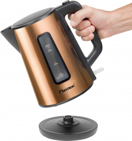 bestron bestron Wasserkocher AWK1000CO, 1,7 l, 2200 W, Kabelloser, mit Kochstopp-Automatik, Edelstahl in Kupfer-Optik чайник Bestron AWK1000CO, 1,7 л, 2200 Вт, беспроводной, с автоматической остановкой кипения, нержавеющая сталь под медь