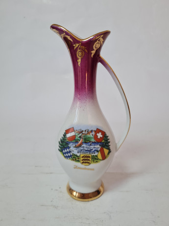 Кувшин-ваза винтажный Fritz Montag с пейзажем Крессброн на Боденском озере, 17 x 7,5 см, Германия, 1960-70гг.