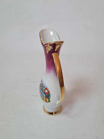 Кувшин-ваза винтажный Fritz Montag с пейзажем Крессброн на Боденском озере, 17 x 7,5 см, Германия, 1960-70гг.