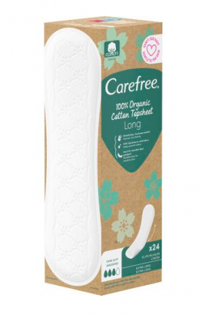 Carefree Slipeinlagen Organic Cotton Long 24 St, Карефри Ежедневные прокладки из органического хлопка Long 24шт, 5 упаковок (120 штук)