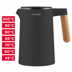 Concept Concept Wasserkocher RK3300/RK3302, Wasserkocher mit Temperaturregelung 1,5L Anthrazit Чайник Concept RK3300/RK3302, чайник с регулировкой температуры 1,5л