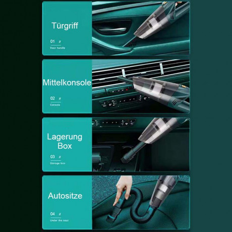 TUABUR TUABUR Akku-Handstaubsauger Kabelloser, wiederaufladbarer tragbarer Handstaubsauger mit, Geeignet fur Autos, Wohnungen und Buros Grun Беспроводной ручной пылесос TUABUR, беспроводной перезаряжаемый портативный ручной пылесос, подходит для автомобил