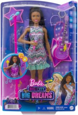 Mattel Barbie Big City Dreams Brooklyn Sangerin Puppe mit leuchtendem Kleid und Musik inkl. Zubehor Кукла Barbie Big City Dreams Brooklyn Singer с светящимся платьем и музыкой включает аксессуары