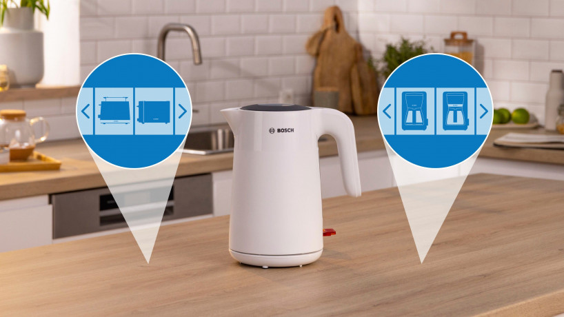 BOSCH BOSCH Wasserkocher MyMoment TWK2M161, 1,7 l, 2400 W, Abschaltautomatik, Tassenanzeige, Weiss matt Чайник BOSCH MyMoment TWK2M161, 1,7 л, 2400 Вт, автоотключение, дисплей чашки, матовый белый