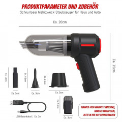 MDHAND MDHAND Akku-Handstaubsauger 3 in 1 Autostaubsauger 6000 Pa, Kartensteckplatz, Schwarz  Беспроводной ручной пылесос MDHAND 3 в 1 автомобильный пылесос 6000 Па, слот для карты, черный