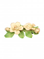 Статуэтка винтажная The Franklin Mint / Capodimonte &quot;Роза &quot;Cecile Brunner&quot;с бутоном и листьями&quot;, бисквитный фарфор, роспись, 17 х 5 см, Италия, 1985 год.