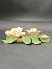 Статуэтка винтажная The Franklin Mint / Capodimonte &quot;Роза &quot;Cecile Brunner&quot;с бутоном и листьями&quot;, бисквитный фарфор, роспись, 17 х 5 см, Италия, 1985 год.