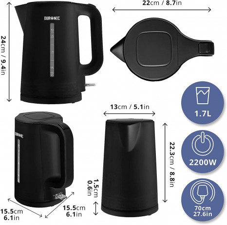 Duronic Duronic Wasserkocher, EK17 BK Wasserkocher, 1,7l Fassungsvermogen, 2200 Watt  Чайник Duronic, чайник EK17 BK, объём 1,7л, 2200 Вт.