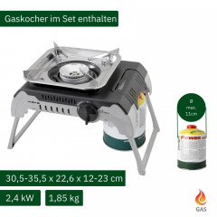 BRUNNER BRUNNER Gaskocher BRUNNER DEVIL 450 Camping Gaskocher Set Einflammig, Mobil, Vielseitig, (Gaskocher + Grillplatte)  Газовая плита BRUNNER Коплект походной газовой плиты BRUNNER DEVIL 450, однопламенное, мобильное, универсальное, (газовая плита + г
