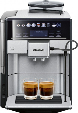 SIEMENS SIEMENS Kaffeevollautomat EQ.6 plus s700 TE657503DE, 2 Tassen gleichzeitig, 4 Profile, beleuchtetes Tassenpodest Полностью автоматическая кофемашина SIEMENS EQ.6 plus s700 TE657503DE, 2 чашки одновременно, 4 профиля, платформа для чашек с подсвет