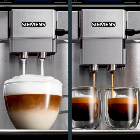 SIEMENS SIEMENS Kaffeevollautomat EQ.6 plus s700 TE657503DE, 2 Tassen gleichzeitig, 4 Profile, beleuchtetes Tassenpodest Полностью автоматическая кофемашина SIEMENS EQ.6 plus s700 TE657503DE, 2 чашки одновременно, 4 профиля, платформа для чашек с подсвет