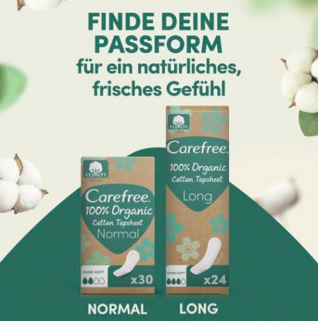 Carefree  Slipeinlagen Organic Cotton Long 24 St, Карефри Ежедневные прокладки из органического хлопка Long 24шт, 50 упаковок (1200 штук)