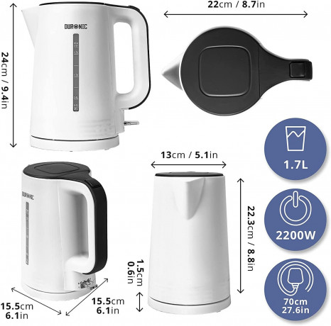 Duronic Duronic Wasserkocher, EK17 WE Wasserkocher, 1,7l Fassungsvermogen, 2200 Watt  Чайник Duronic, чайник EK17 WE, объём 1,7л, 2200 Вт.