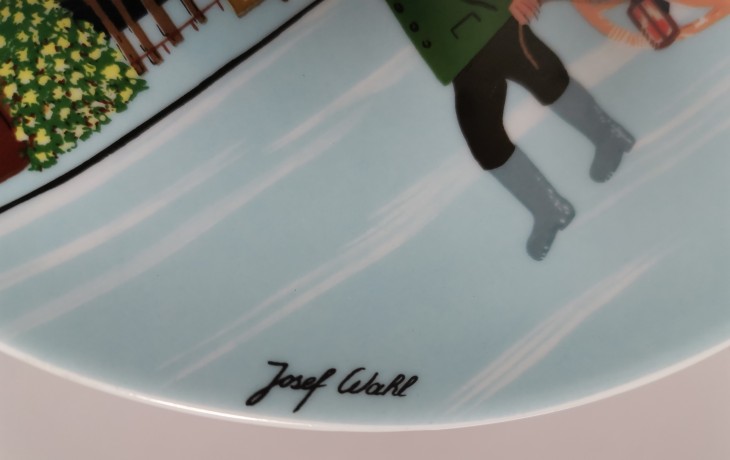 Tettau Weihnachten, Коллекционная Рождественская Тарелка "Церковь Святого Варфоломея на Кёнигсзее" художника Йозефа Валя, 20см, Германия 1983г.