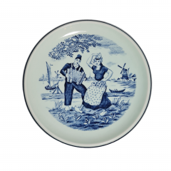 Тарелка декоративная винтажная Delft / Boch &quot;Танцующая пара&quot;, фарфор, 16.5 см, Нидерланды, 1970-80гг.