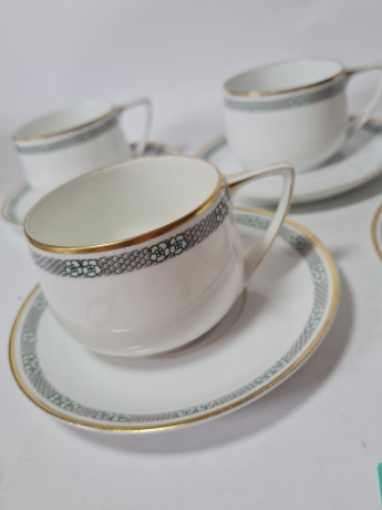 Rosenthal Selb Bavaria Donatello Набор для чая на 5 персон с зеленым элегантным узором, Германия, 1960-70гг.