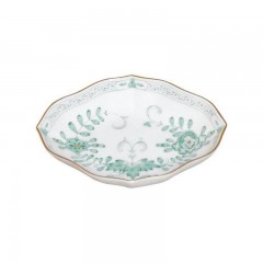 Meissen Meissen  'Neuer Ausschnitt - Indische Malerei 2 mit Kante grun Goldpunkte mit Goldrand' Schalchen 10 cm Meissen &quot;New Section - Индийская роспись 2 с краем из зеленых золотых точек с золотым ободком&quot; чаша 10 см