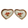 Schramberg, Шрамберг Две винтажные розетки-блюдца в форме сердечек с оранжевыми цветами, 12см х 11см, Германия 1950-1960гг.