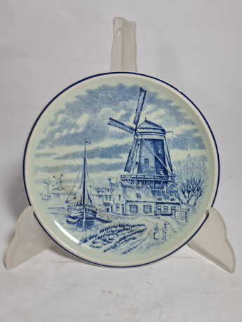 Тарелка декоративная винтажная Delft / Boch "Мельница", фарфор, 16.5 см, Нидерланды, 1970-80гг.