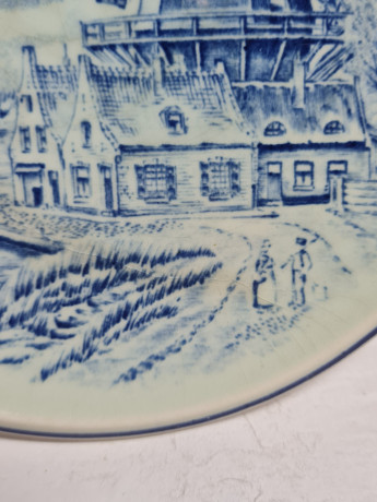 Тарелка декоративная винтажная Delft / Boch "Мельница", фарфор, 16.5 см, Нидерланды, 1970-80гг.