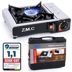 ZMC ZMC Gaskocher Edelstahl Campingkocher Gaskocher 1 Flammig, (Warmeleistung: 2,2KW Tragbarer Kochfeld), Outdoor Camping Gas Kocher Herd Kartuschenkocher + Transportkoffer  Газовая плита ZMC Кемпинговая плита из нержавеющей стали Газовая плита с 1 пламен